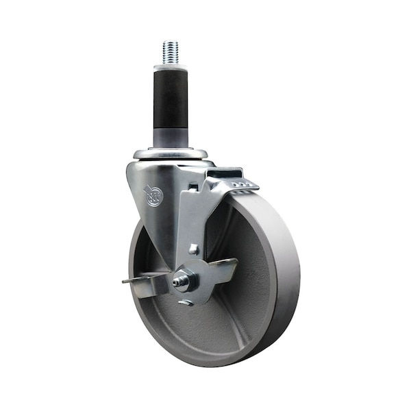 Service Caster 5'' Semi Steel Swivel 1-1/8'' Expanding Stem Caster with Brake SCC-EX20S514-SSS-TLB-118 - main